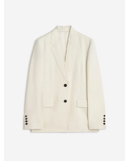 Totême White Frayed Straight Blazer