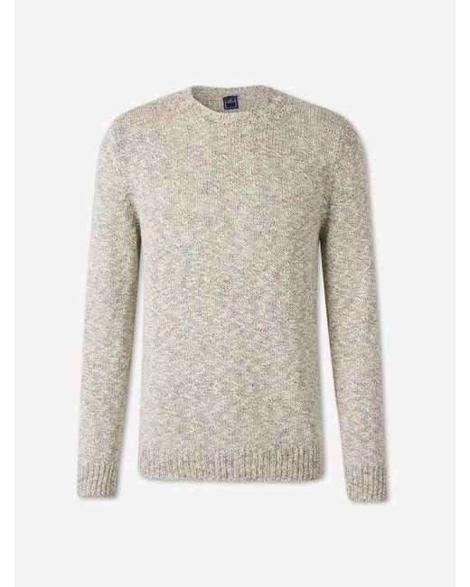 Fedeli White Crew Neck Sweater for men