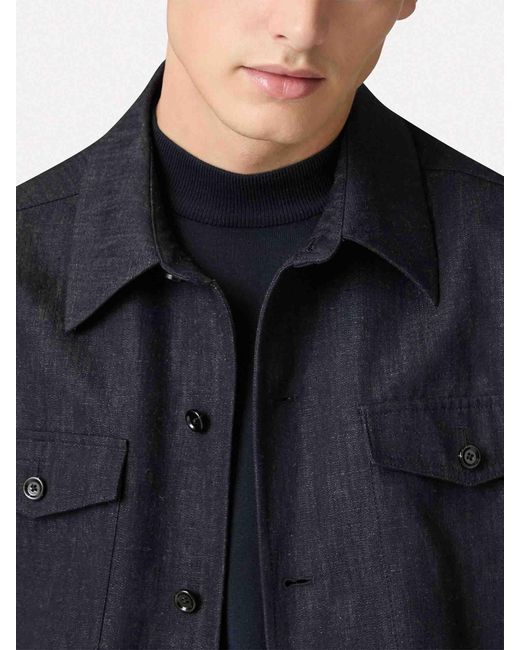 Lardini Blue Casual Cotton Jacket for men