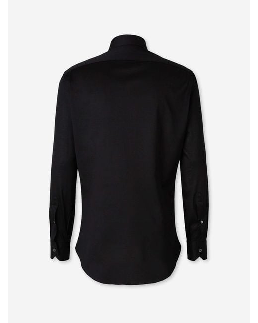 Fray Mikrostrickhemd in Black für Herren