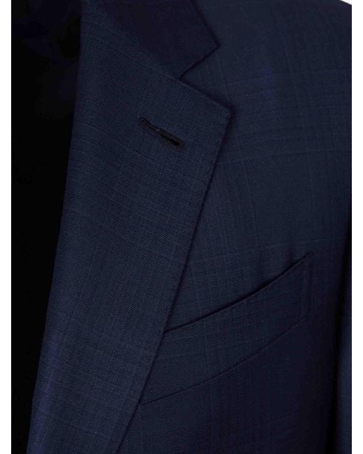 Zegna Blue Straight Wool Suit for men