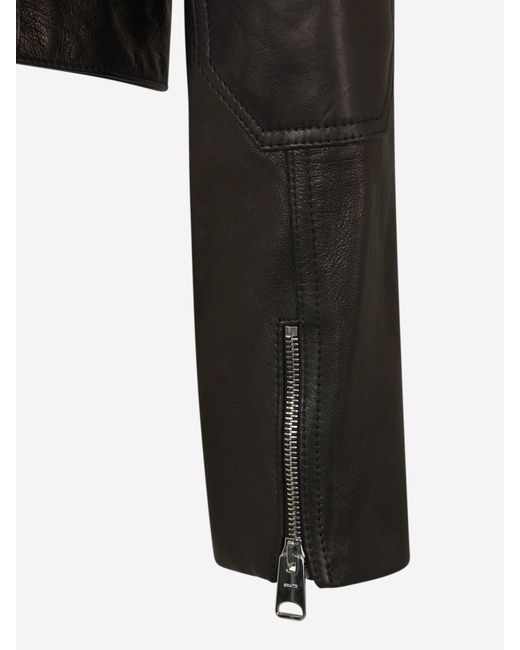 Khaite Black Leather Jacket With Pockets