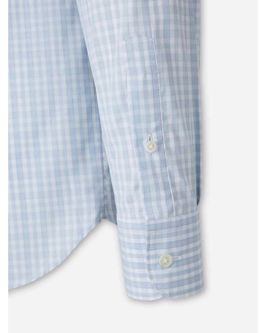 Zegna Blue Plaid Pattern Shirt for men