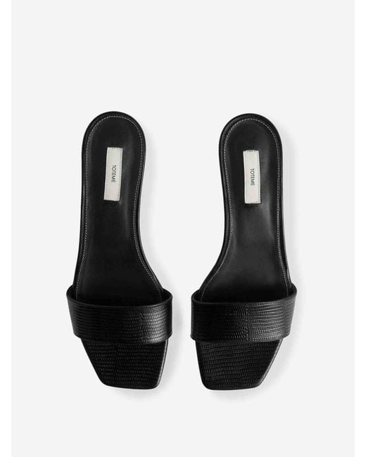 Totême  White Lizard Effect Leather Mules