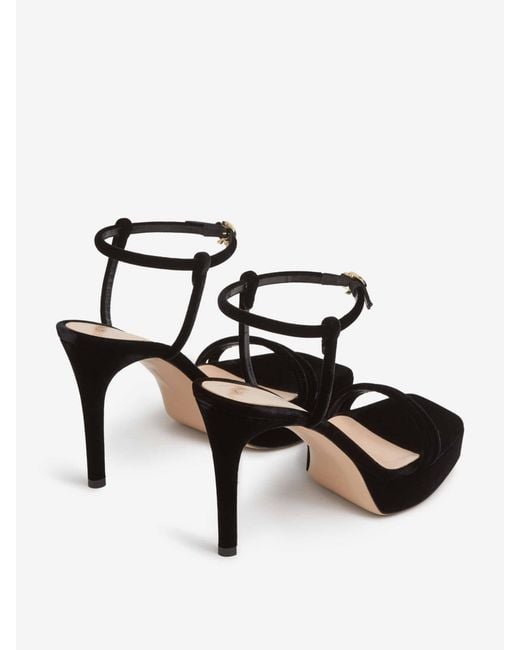 Gianvito Rossi Black Velcro Heel Sandal