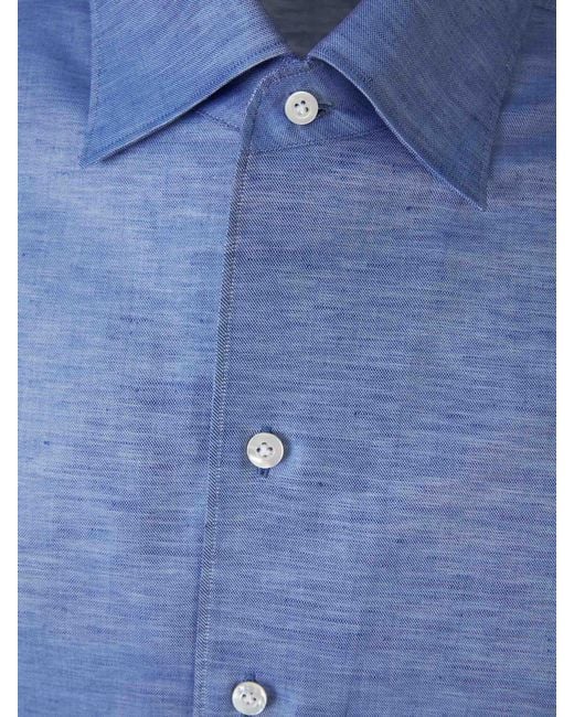 Fray Blue Fil A Fil Linen Shirt for men