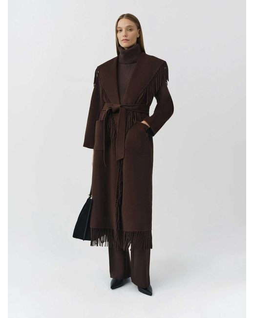 Jonathan Simkhai Brown Carrie Fringe Coat