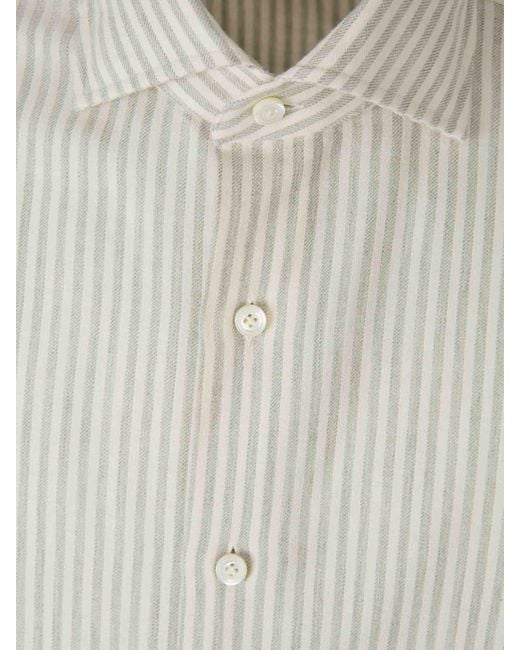 Santa Eulalia White Striped Cotton Shirt for men