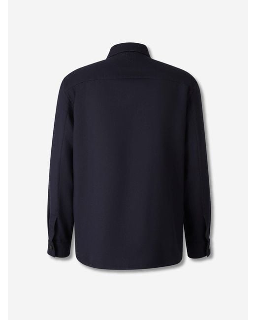 Canali Wolle Seide Hemdjacke in Blue für Herren