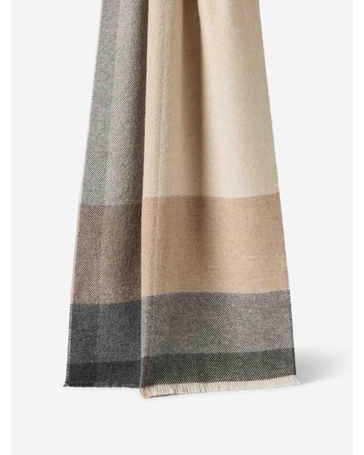 Brunello Cucinelli Gray Checkered Wool Cashmere Scarf for men