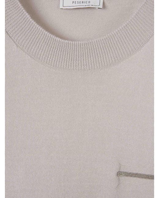 Peserico White Fine Cashmere Silk Sweater