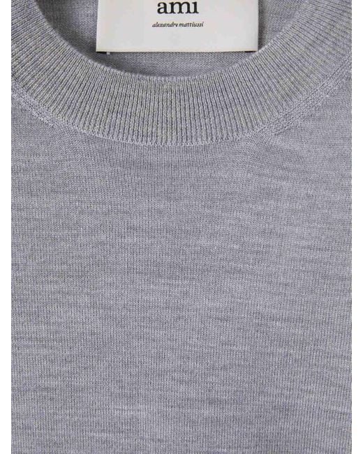 AMI Blue High Neck Sweater