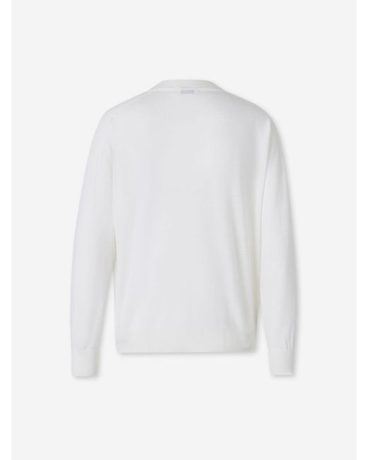Peserico White Wool Knit Sweater