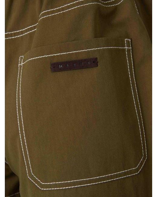Marni Green Technical Cotton Bermuda Shorts