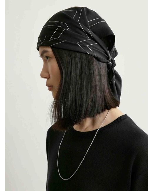 Totême Black Silk Scarf Monogram