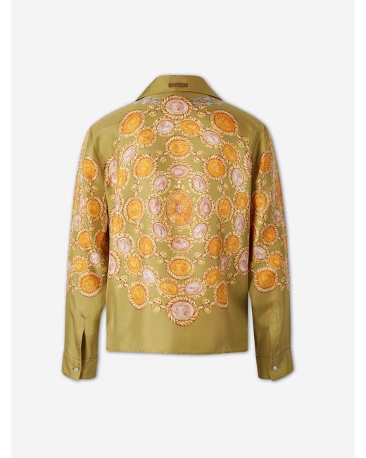 Versace Yellow Printed Silk Shirt