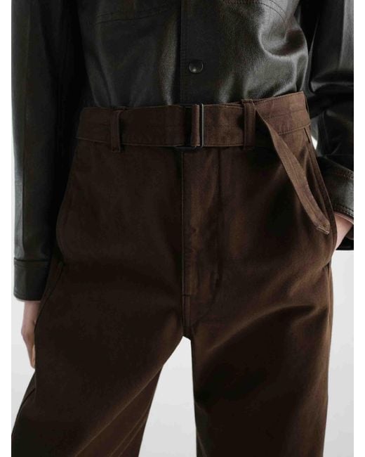 Lemaire Brown Wide Leg Trousers Belt for men