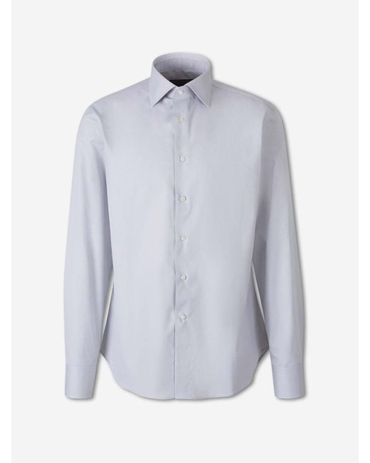 Canali Blue Cotton Dress Shirt for men