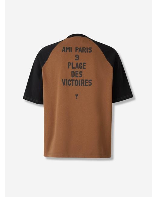 Camiseta Con Logo Bordado AMI de hombre de color Brown