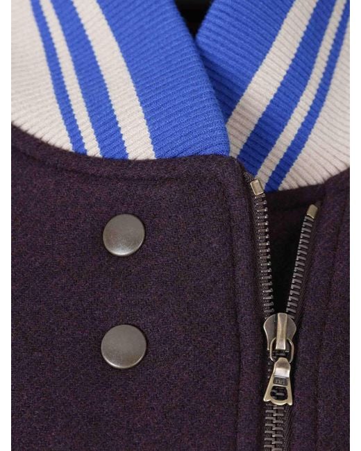 Dries Van Noten Blue Wool Viscose Bomber Jacket