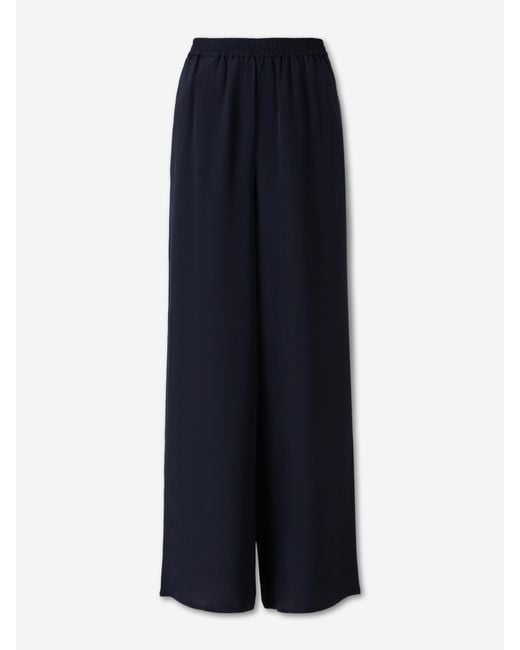 Max Mara Blue Wide Silk Trousers