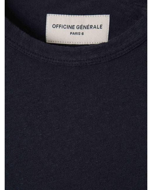 Camiseta Lino Algodón Officine Generale de hombre de color Blue