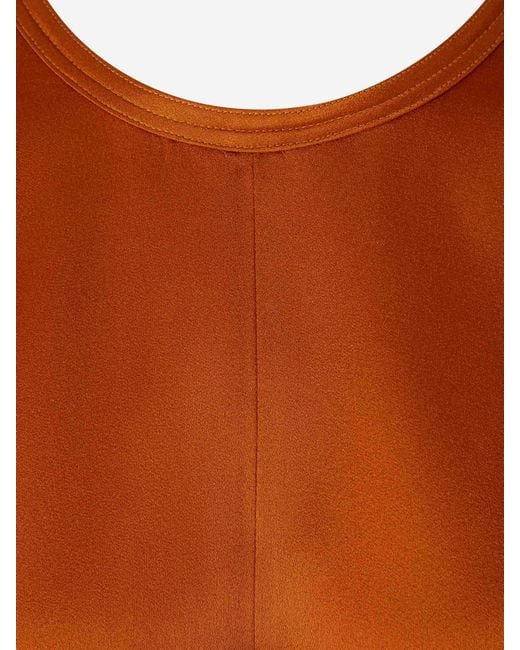 Victoria Beckham Orange Draped Satin Blouse