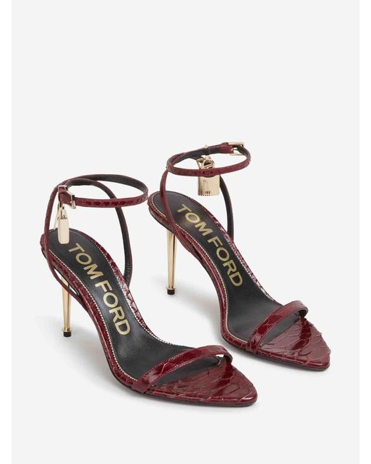 Tom Ford White Padlock Heel Sandals