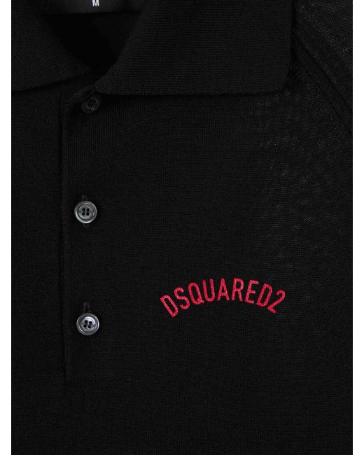 Polo Punto Lana DSquared² de hombre de color Black