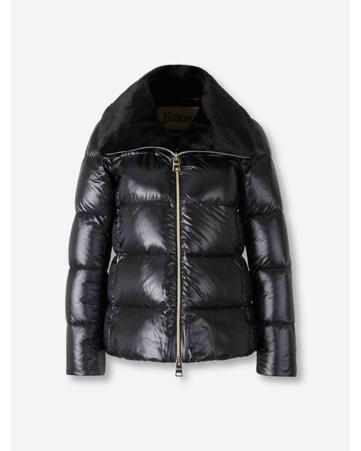 Herno Black Short Fur Down Jacket