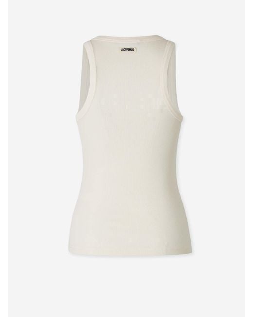 Jacquemus White Ribbed Tank Top