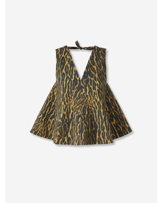 Ganni Green Leopard Top