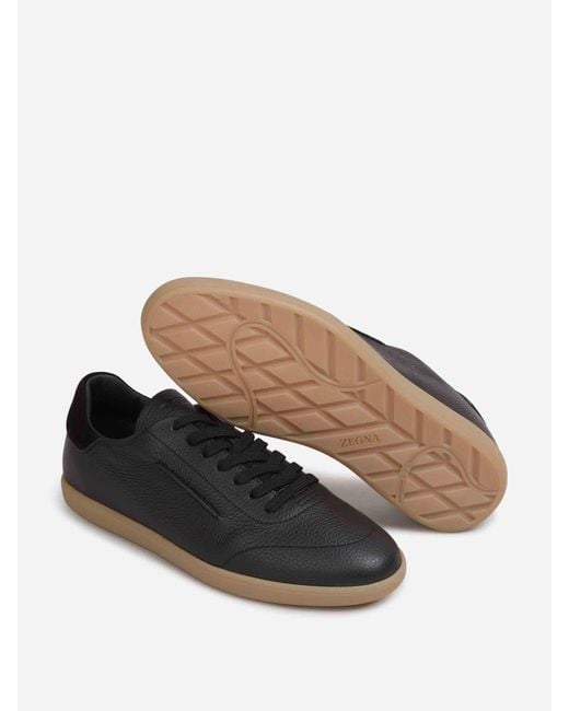 Zapatillas Deportivas Piel Zegna de hombre de color Black