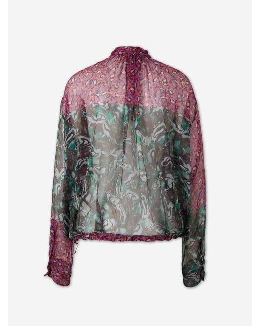 Dries Van Noten Red Silk Blouse With Bow