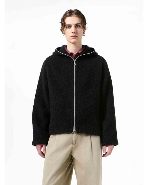 Our Legacy Black Zip-Up Fleece Sweatshirt for men
