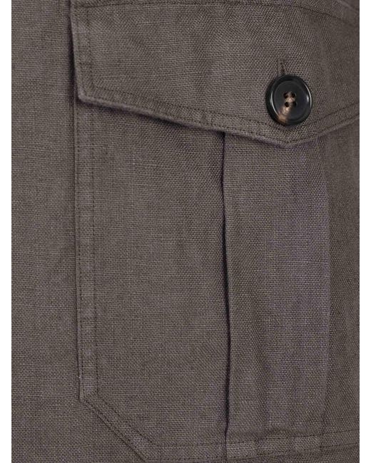 Vincenzo Di Ruggiero Brown Plain Linen Shirt for men