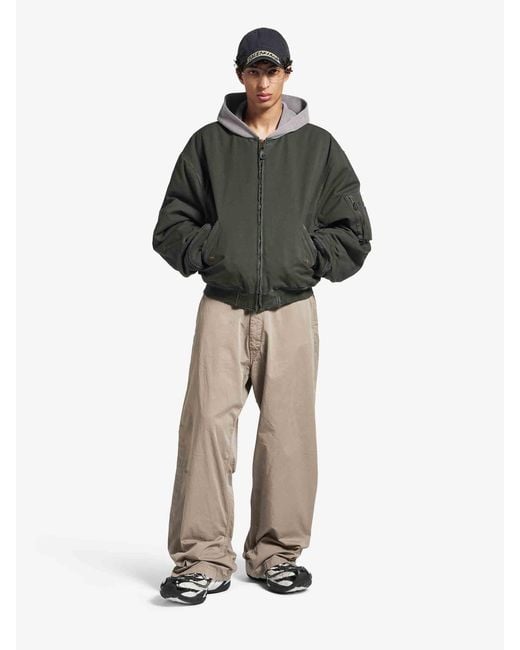 Balenciaga Green Bomber Jacket With Hood for men