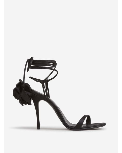 Magda Butrym Black Satin Flower Sandals