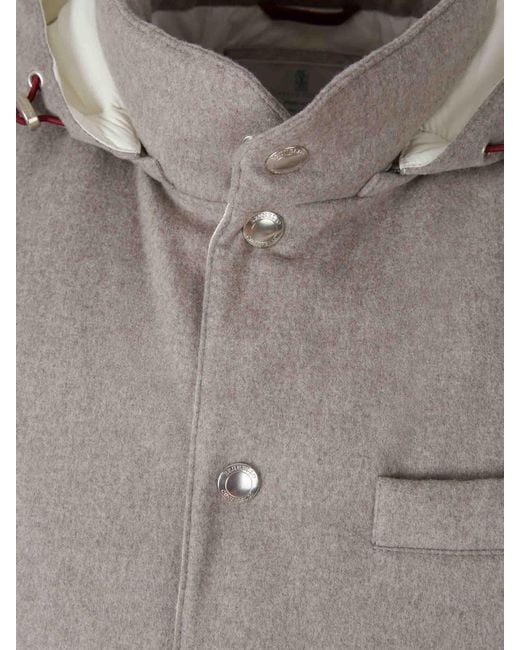 Brunello Cucinelli Gray Flannel Down Vest for men