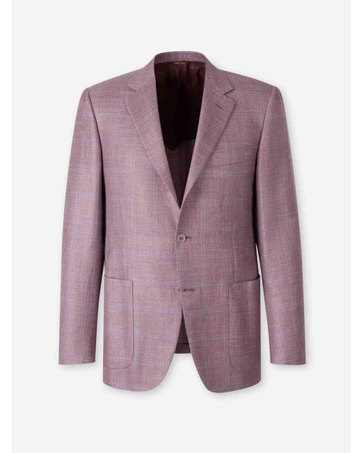 Canali Purple American Straight Plaid for men