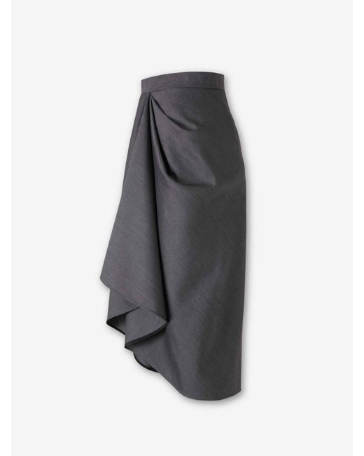 Falda Midi Drapeada Givenchy de color Gray