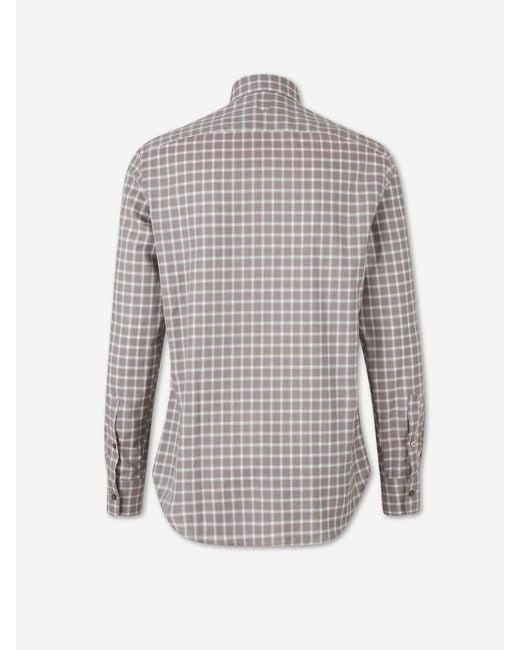 Canali Gray Cotton Plaid Shirt for men