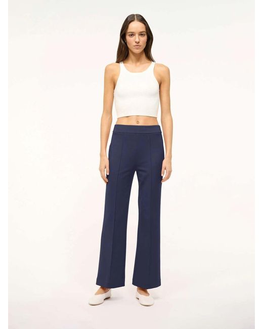 Staud Blue Wide Leg Knit Trousers