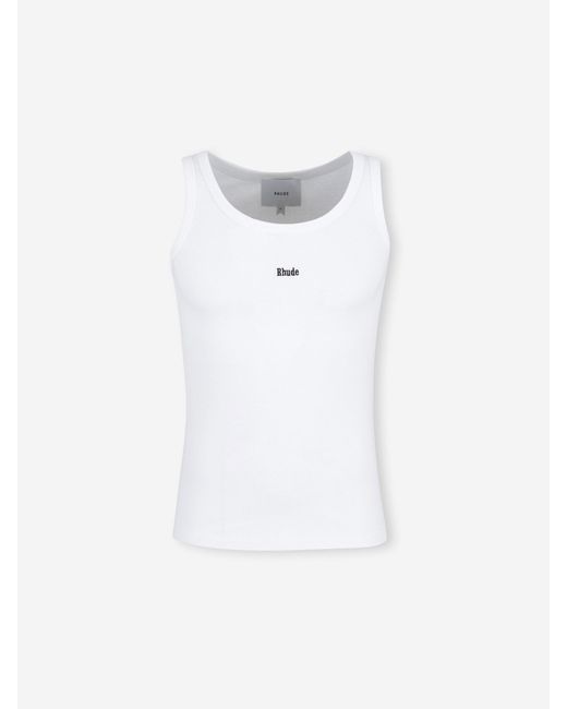 Rhude White Tank Top Logo for men