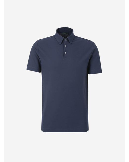 Zanone Blue Plain Cotton Polo for men