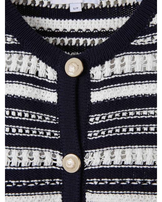 Veronica Beard Blue Bellingham Openwork Cardigan