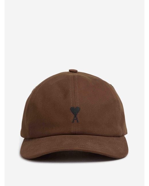 AMI Brown Cotton Logo Cap for men