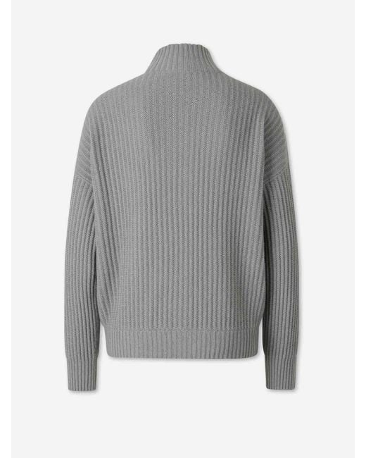 Peserico Gray Knit Zip-Up Cardigan