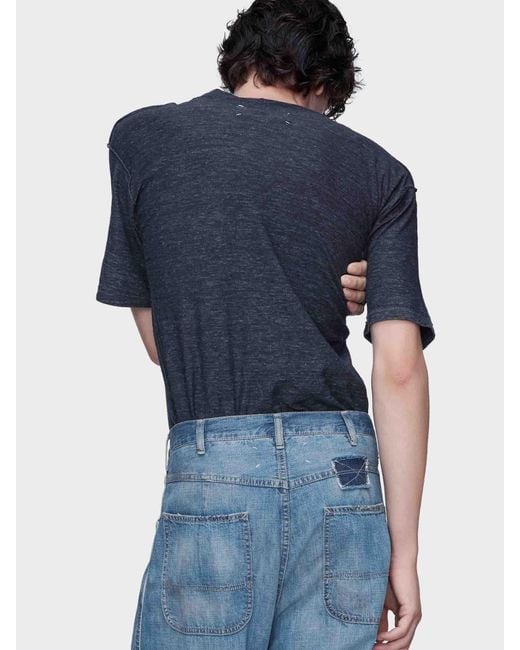 Maison Margiela Blue Round Neck T-Shirt for men