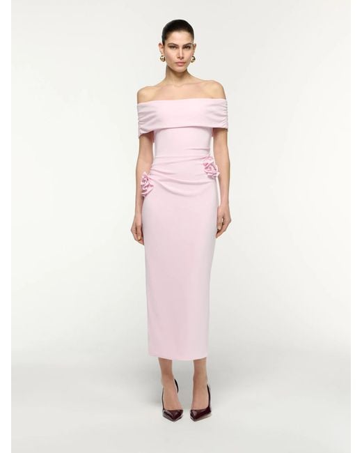 Roland Mouret Pink Floral Midi Dress